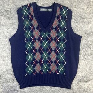Christopher Hayes Shetland Wool Sweater Vest Mens‎ Large Argyle Vintage Academia